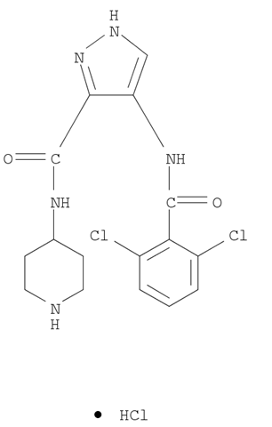1H-Pyrazole-3-carboxamide, 4-[(2,6-dichlorobenzoyl)amino]-N-4-piperidinyl-, hydrochloride (1:1)